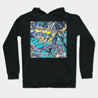 Tangled turquoise modern mosaic pattern Hoodie